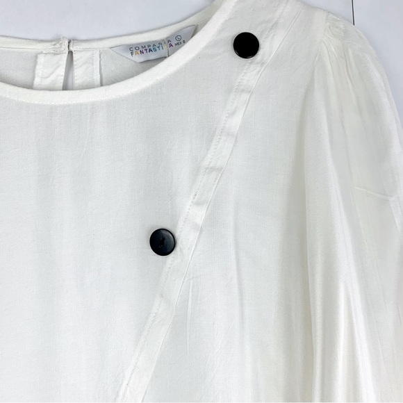 Compania Fantastica Asymmetric Button Blouse white - Picture 3 of 8